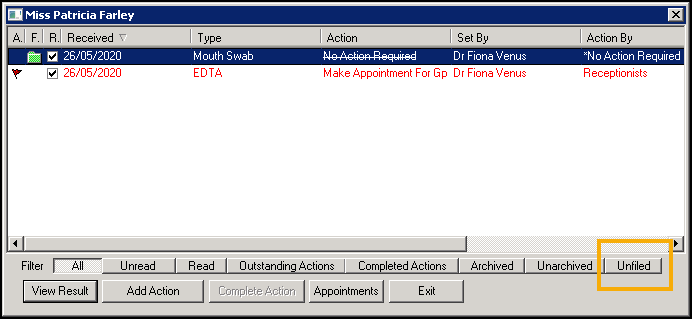 View Mail for Patient - Current Mail - Unfiled